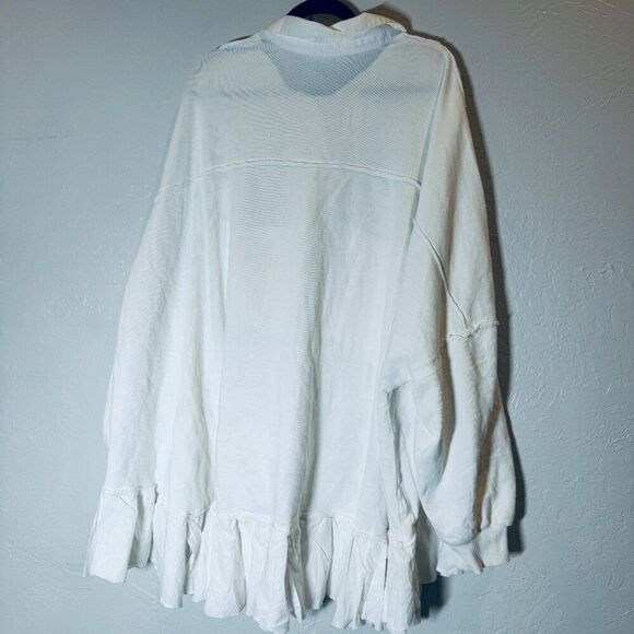 FREE PEOPLE Oversized Tunic Optic White Sweatshirt Shirt‎ Size L NEW WITH TAG - Picture 6 of 13